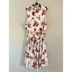 Torrid Ivory Floral Tie Neck Retro Swing Midi Dress Size 20